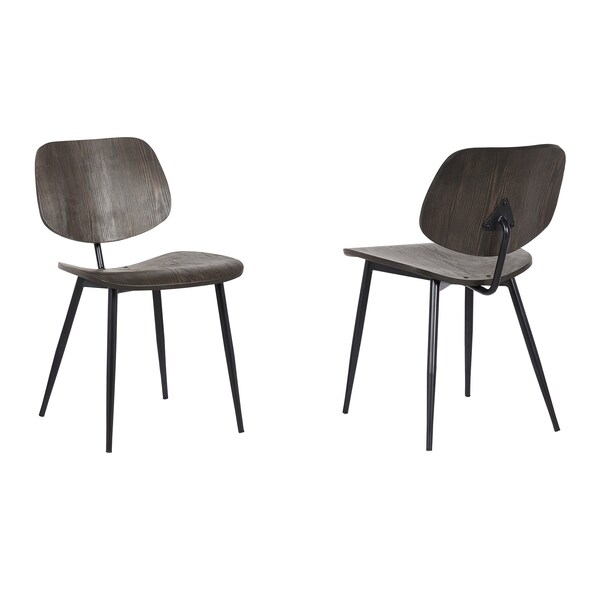 Armen Living Miki Mid-Century Black and Walnut Wood Dining Accent Chairs, PK2 LCMKSIWA - main